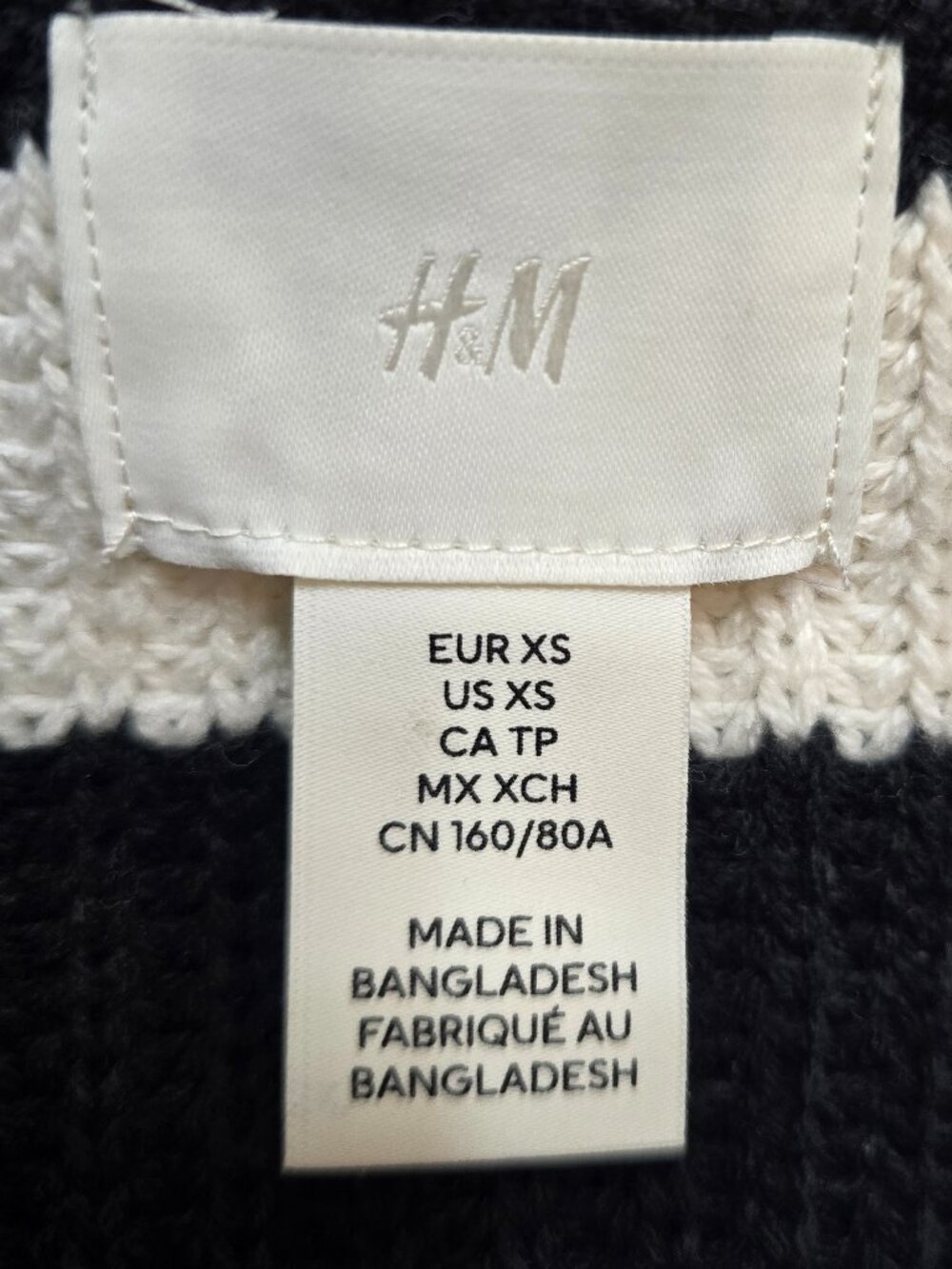 H&M Rib-Knit Cardigan - Black and White Striped - Picture 3 of 4